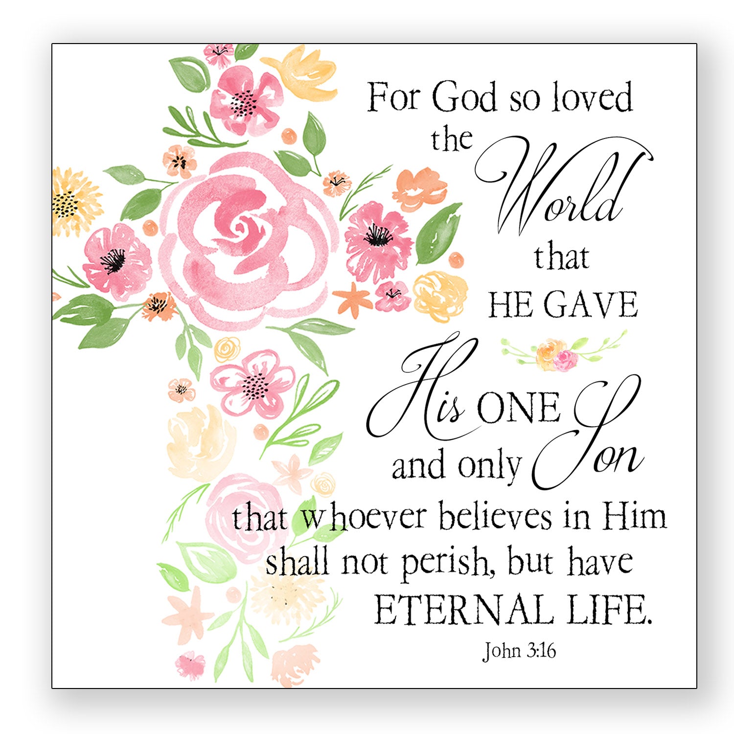 For God So Loved (John 3:16) - Frameable Print