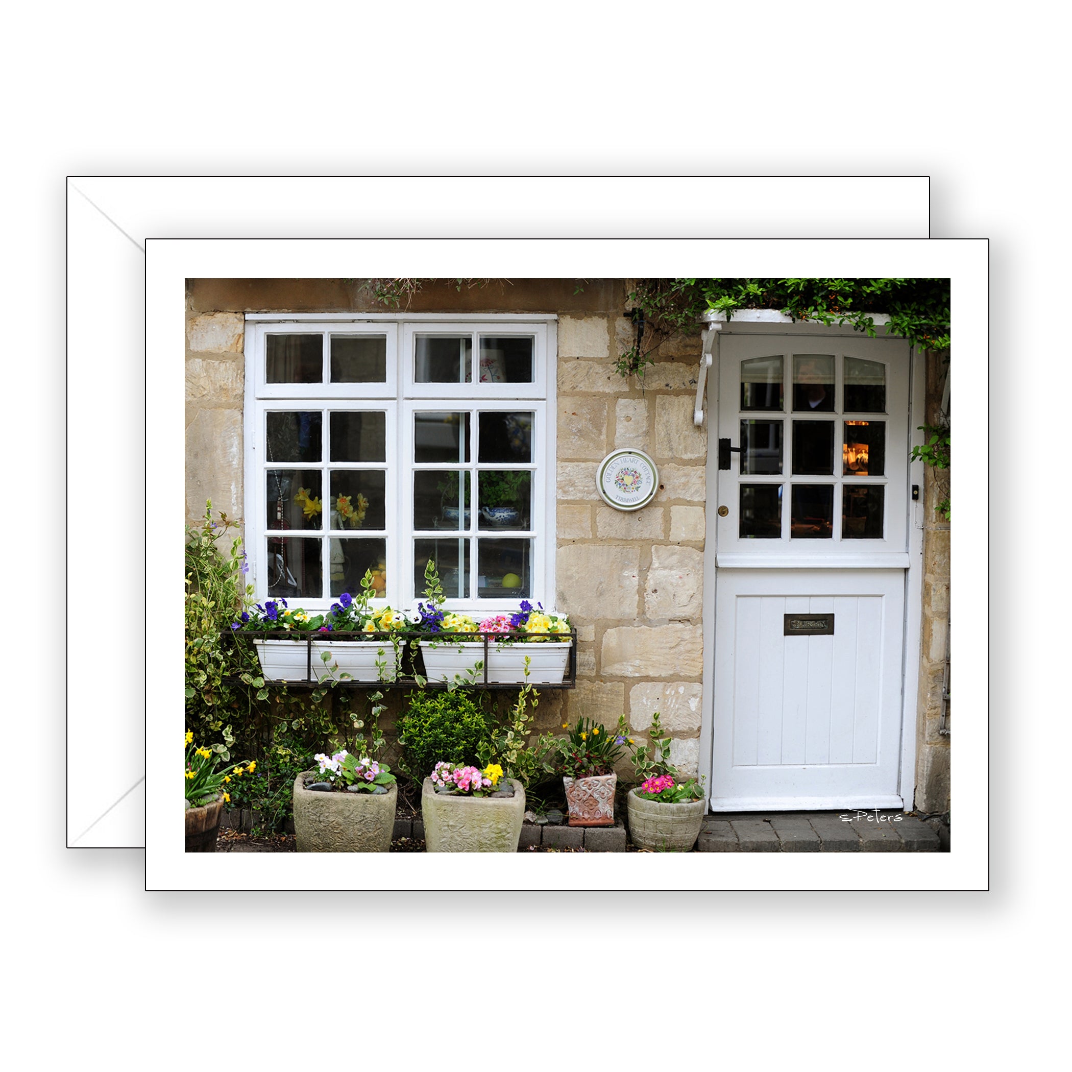 Golden Heart Cottage Notecard - Blank Art Card